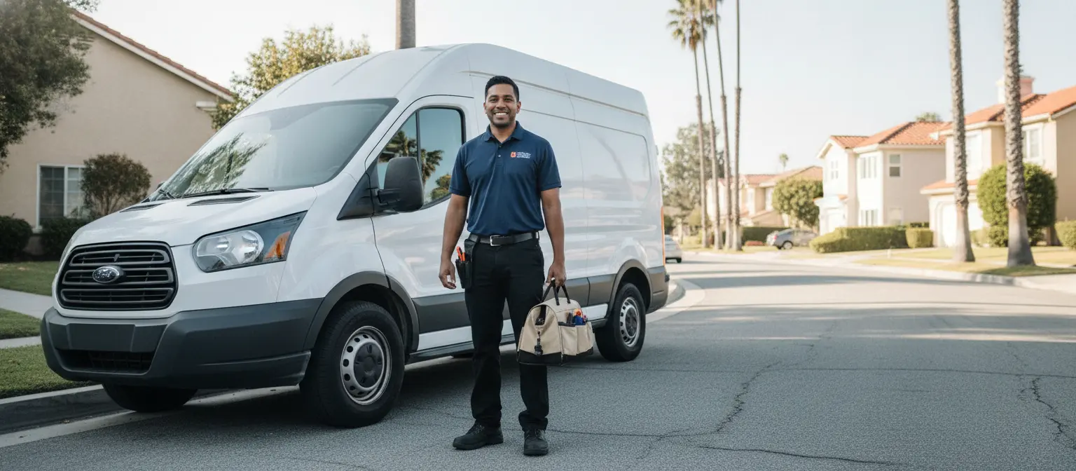 LG washer repair technician with a service van in Los Angeles