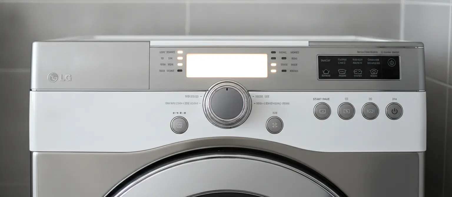 Close-up of an LG washer control panel