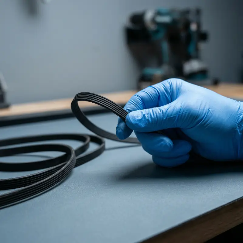 LG dryer open with drum removed for belt replacement