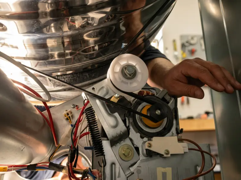 Correct LG dryer belt routing around drum motor pulley and idler