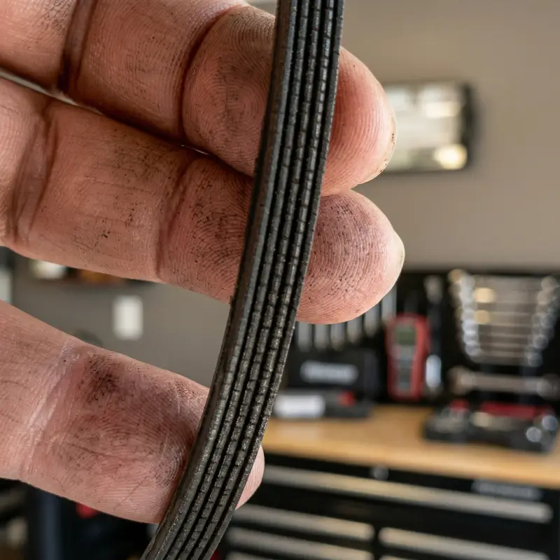 Worn frayed LG dryer drive belt removed — cracked rubber