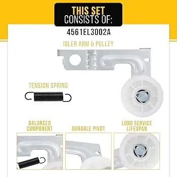 OEM LG dryer idler pulley — spring loaded tension wheel assembly