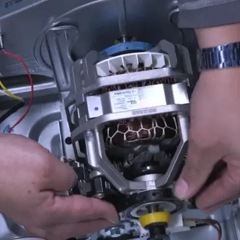 New OEM LG dryer motor installed in chassis