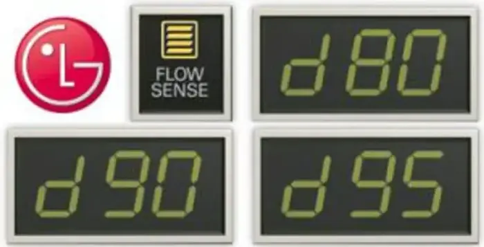 LG dryer control panel displaying d80 flow sense error code