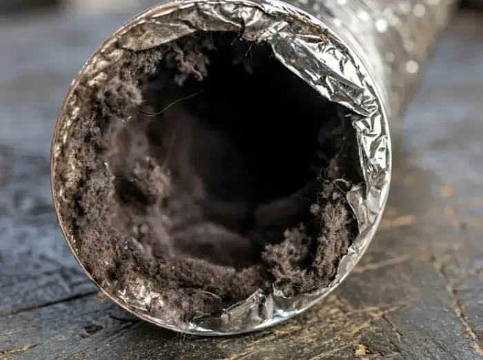 Clogged dryer exhaust vent — primary cause of thermal fuse failure